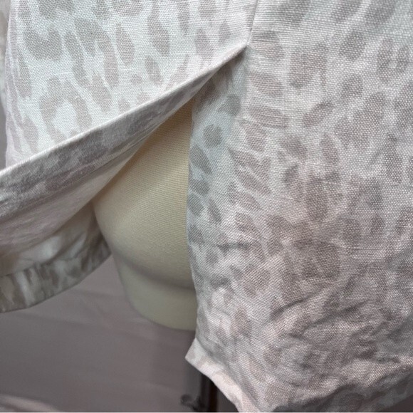 Joie Mehira Linen Blazer Silver Fox Leopard Print White Gray Size 12 - Picture 8 of 11